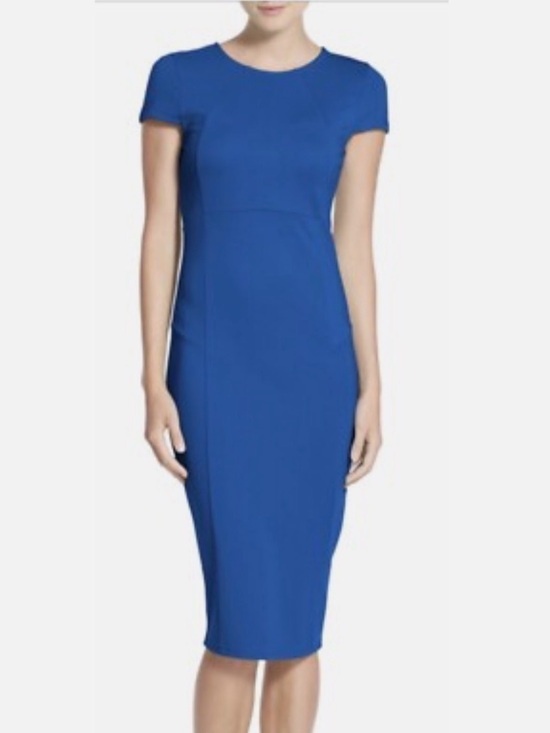Felicity & Coco Dresses & Skirts - Felicity & Coco Royal Blue Bodycon Midi Dress Gold Zip Back Career Cocktail XS